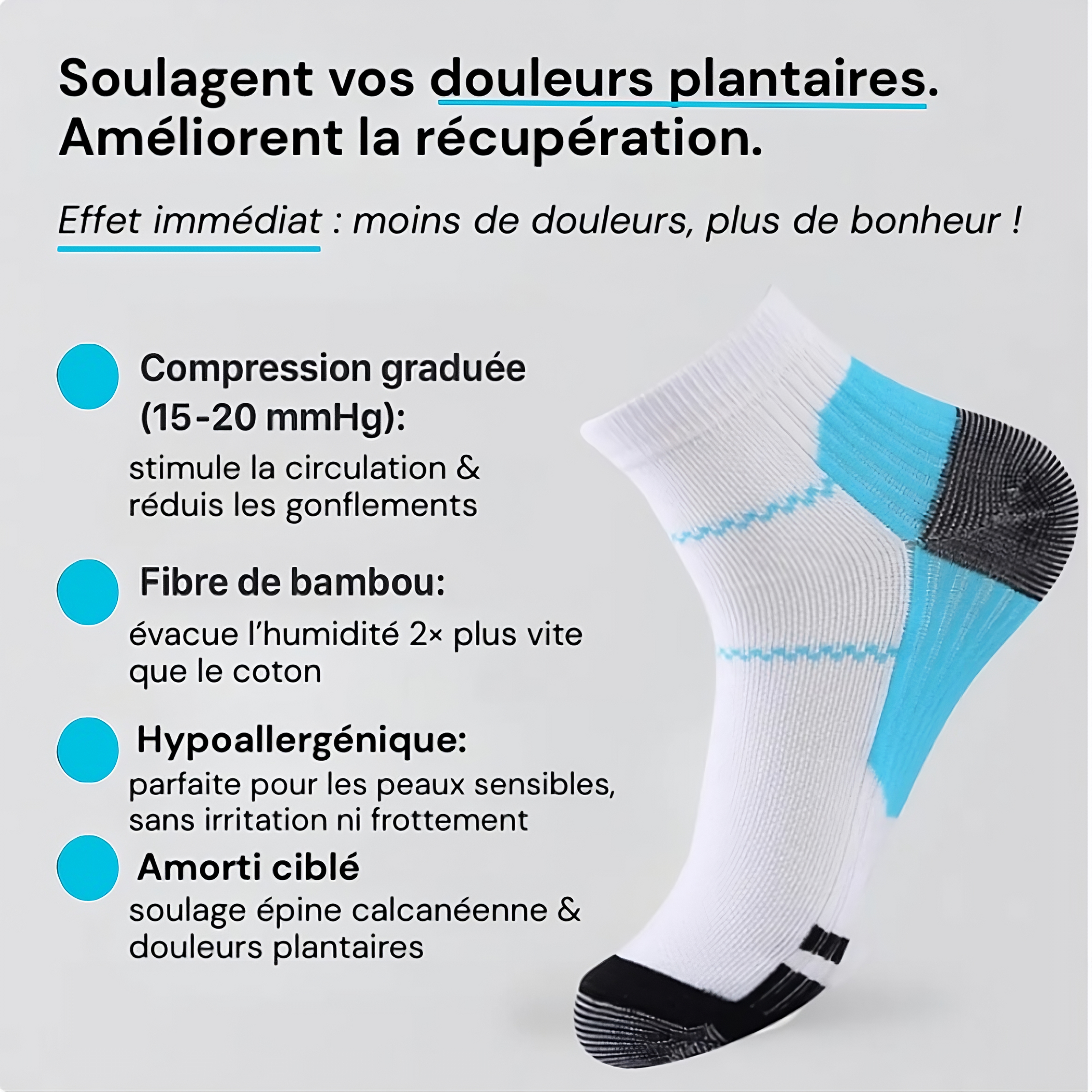 Chaussettes de compression en fibre de bambou